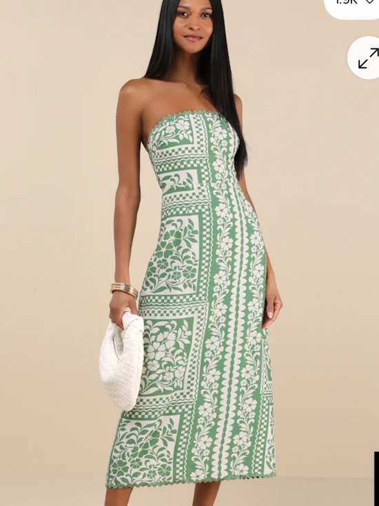 Lulus Dresses & Skirts - LULUS Brigita Green Floral Strapless Column Midi Dress XS